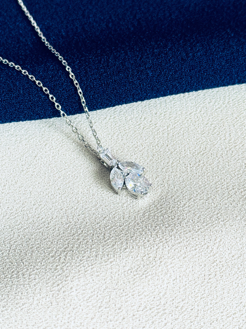 CARMEN - Marquise & Drop CZ Stone Necklace In Silver