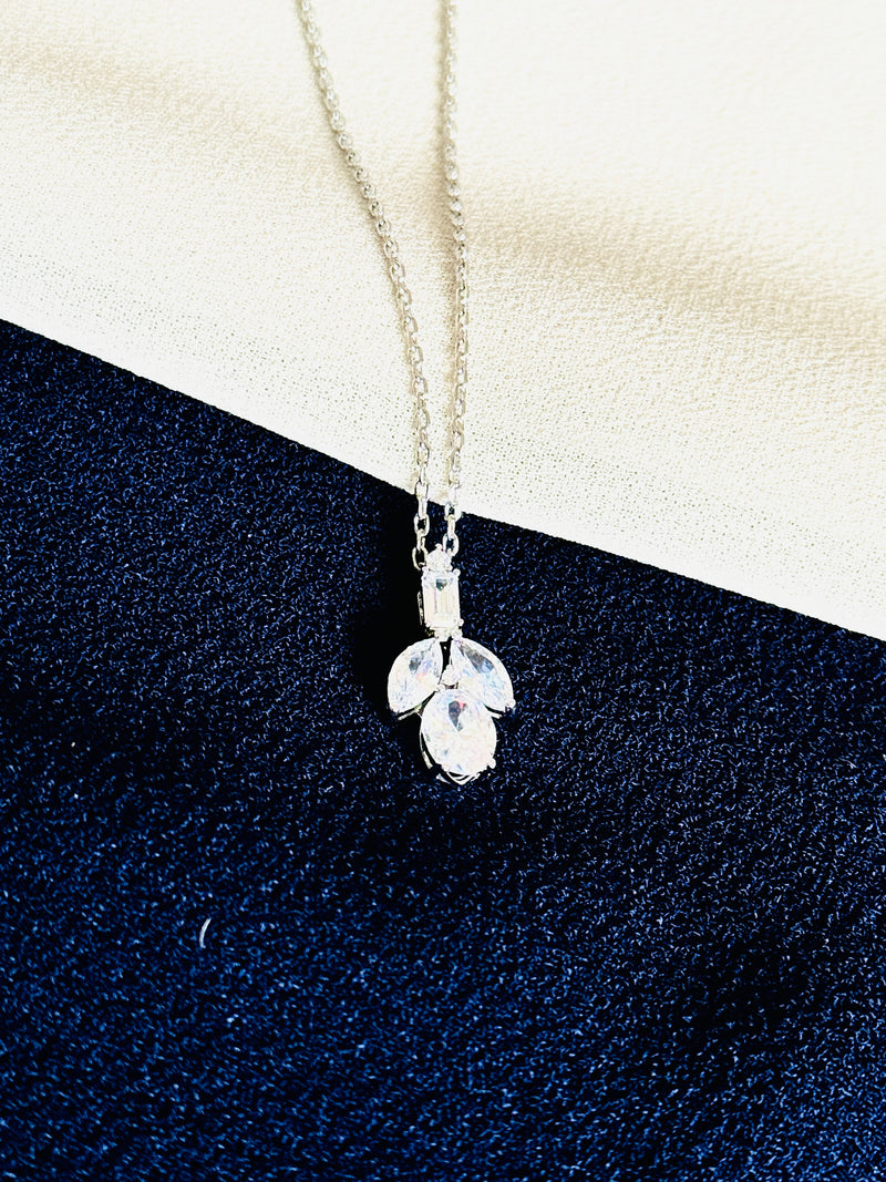 CARMEN - Marquise & Drop CZ Stone Necklace In Silver