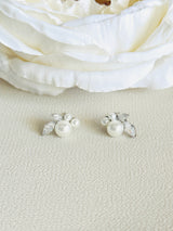 STELLA - Marquise CZ And Pearl Stud Earrings