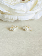 STELLA - Marquise CZ And Pearl Stud Earrings