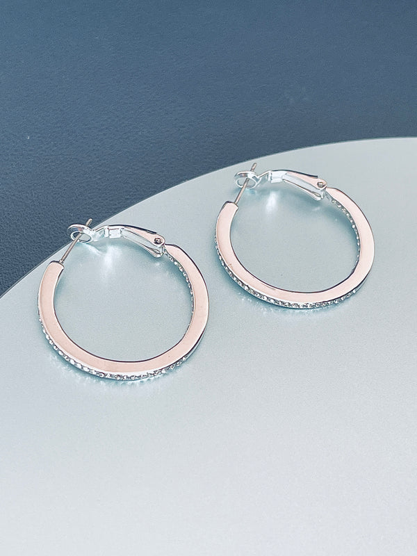 MORIAH - CZ Crystal Hoop Earrings In Silver - JohnnyB Jewelry