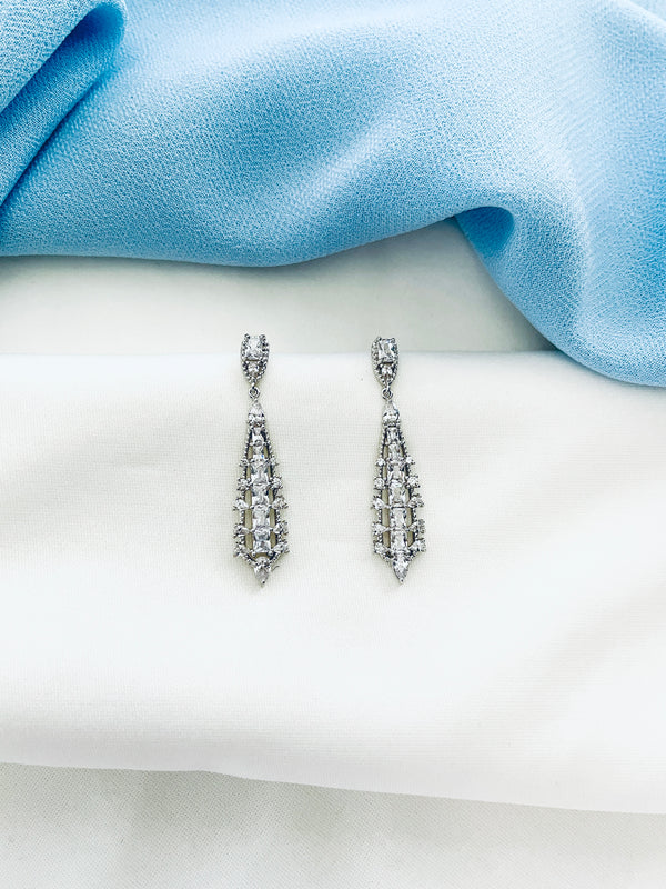 OLYMPIA - Lantern-Look Pave And Crystal Drop Earrings In Silver