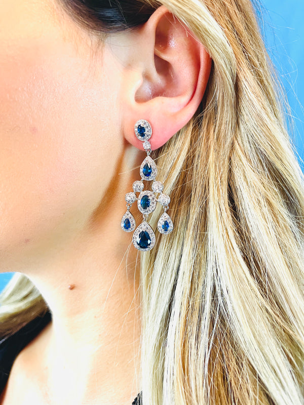 FLORENCIA - Crystal Three-Tier Chandelier Earrings - JohnnyB Jewelry