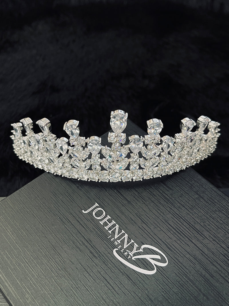 ANASTASIA - Crenulated CZ Tiara In Silver