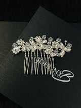 NINA - Bold Multi-Crystal Flowers And Leaves Hair Comb