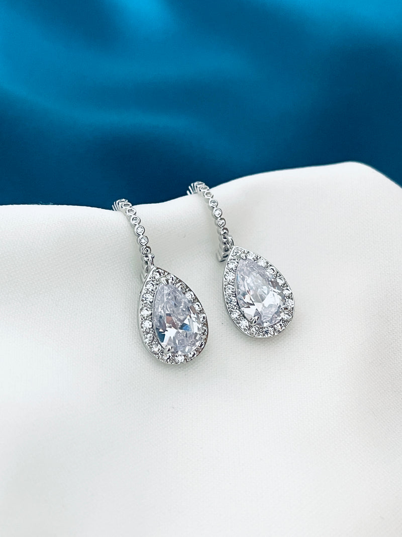 OLIVIA - Delicate Teardrop Earrings In Silver - JohnnyB Jewelry