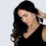 LIANA - Swirled Multi-Crystal Drop Earrings In Silver - JohnnyB Jewelry