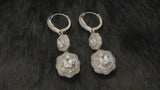 NAOMI - Double Crystal Scalloped-Edged Drop Earrings In Silver